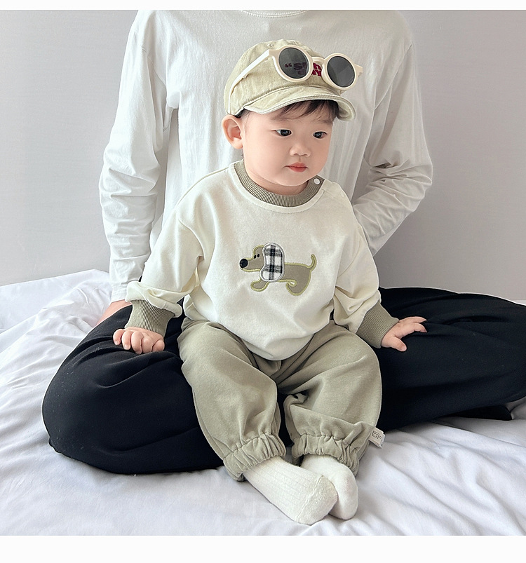婴幼儿网红春秋套装男童小狗卫衣卫裤秋季两件套小童帅气韩版童装详情19