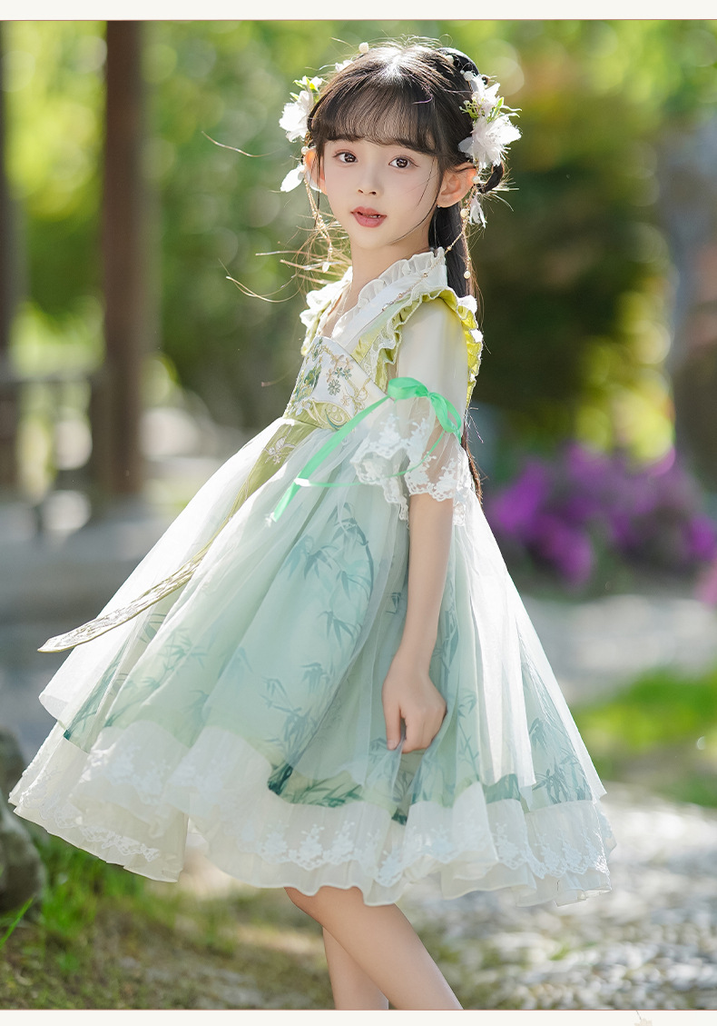 国潮汉服女童春装2025新款连衣裙儿童国风超仙春季唐装中国风童装春款详情13