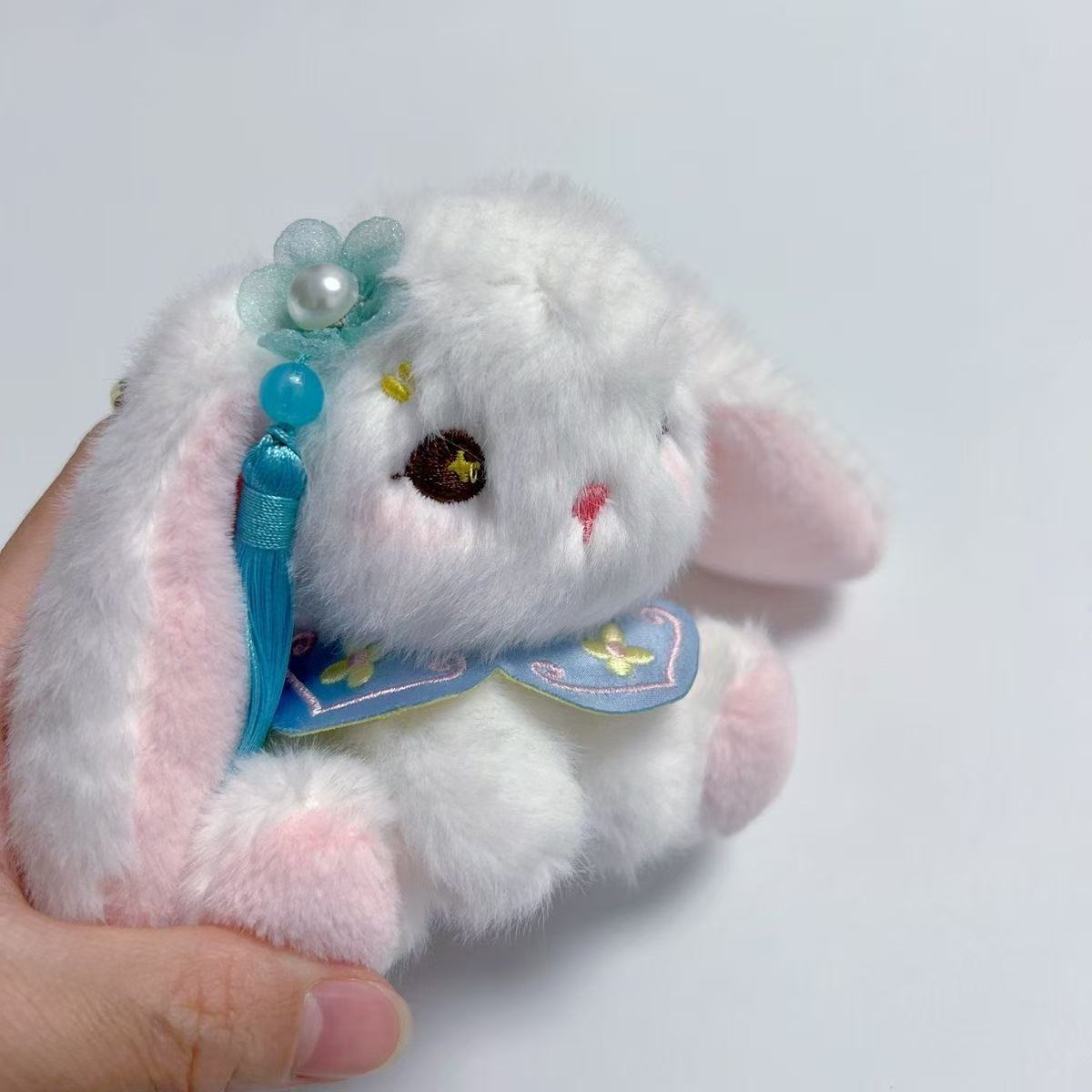 Chinese-style rabbit plush pendant, cute drooping ear rabbit, ancient-style doll bag hanging decoration, toy doll, keychain doll pic 7