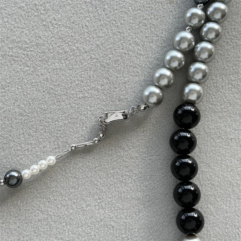 倪妮同款灰珍珠项链女轻奢气质小众设计高级感时尚长款颈链详情6