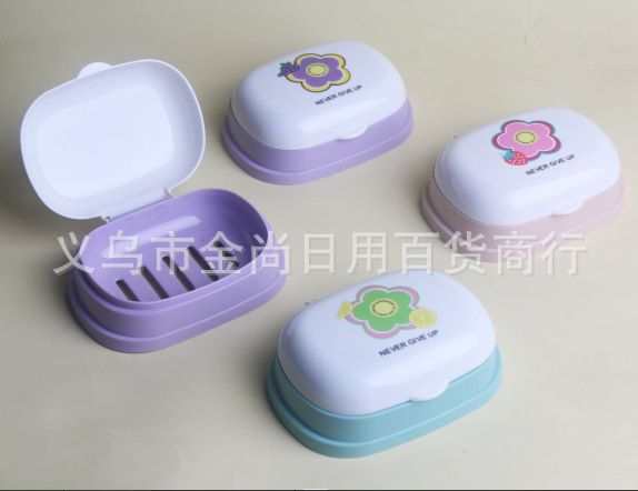 New solid transparent water-draining soap box with lid, creative soap stand, plastic double-layer soap box, bathroom soap box pic 5
