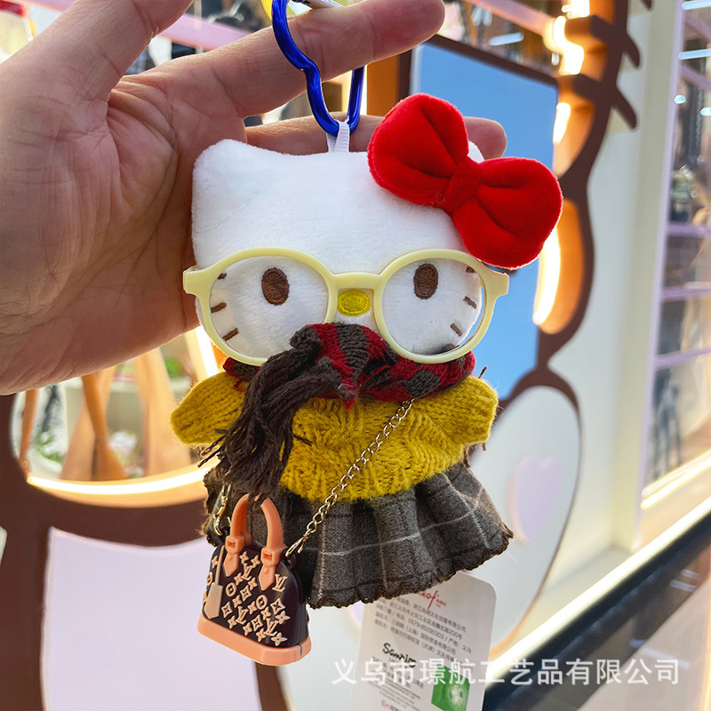 【 Genuine 】 hellokitty small pendant, cute plush doll kt doll dress, doll bag pendant pic 9