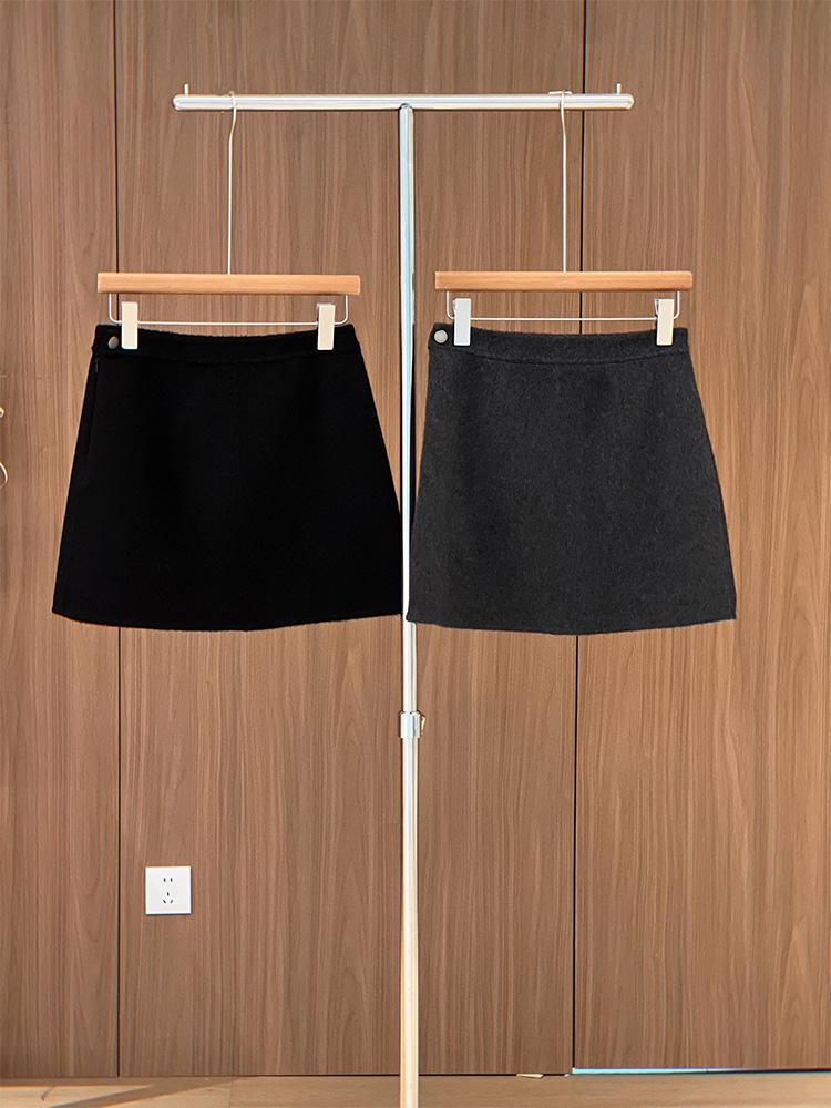 Four Beauties Slimming 100% short plush woolen A-line short skirt for women 25 winter New minimalist half skirt 9442 pic 39