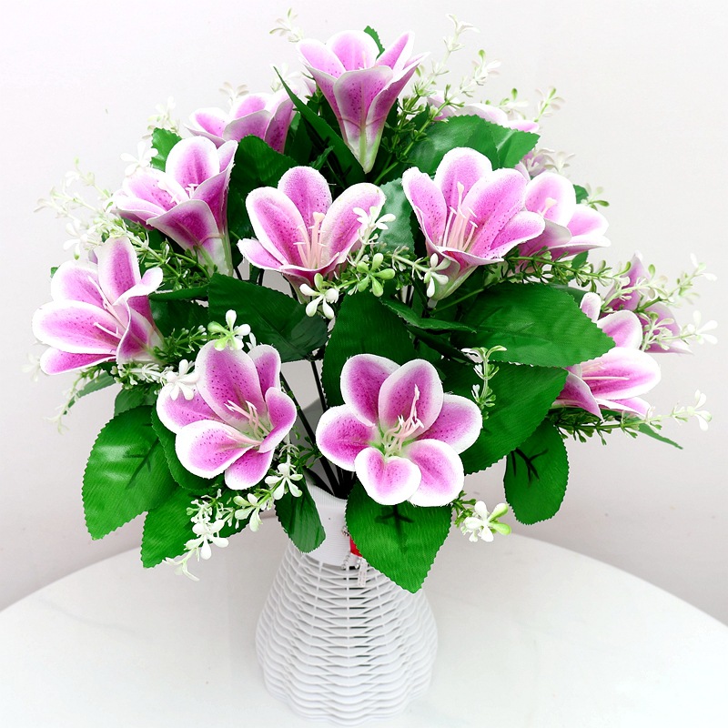 跨境代发仿真花盆栽新娘百合手捧花束葫芦花瓶套装舞蹈道具摆放花详情28