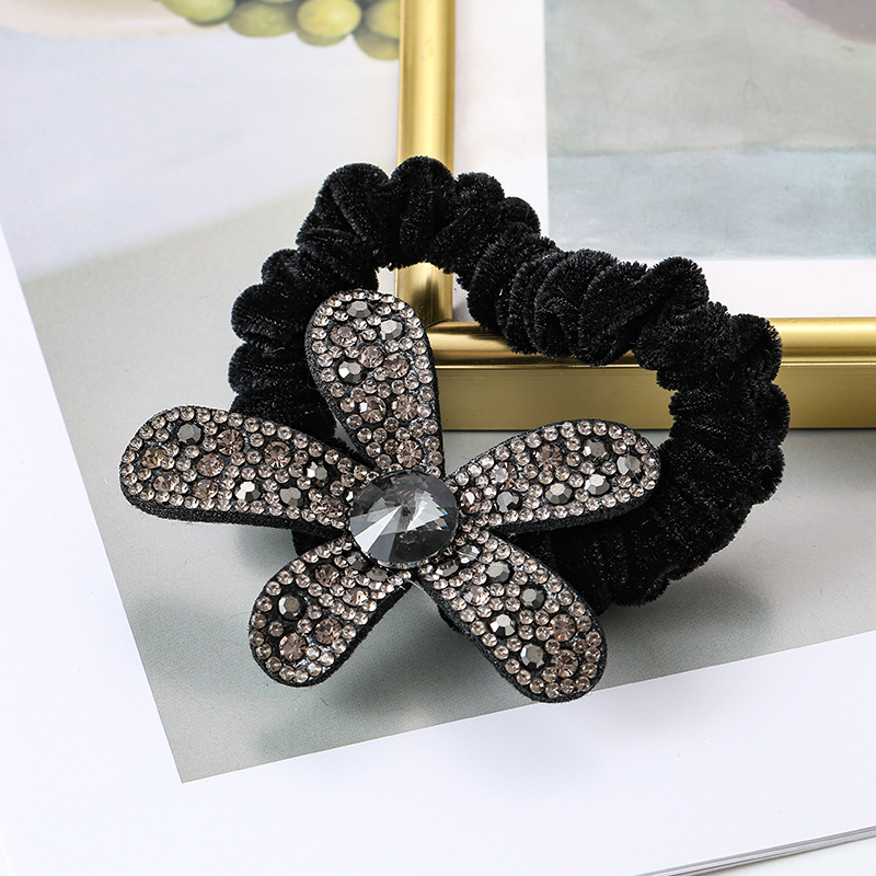 专供跨境时尚轻奢水钻大肠圈肥肠发圈高弹力头饰头绳饰品发夹批发详情1