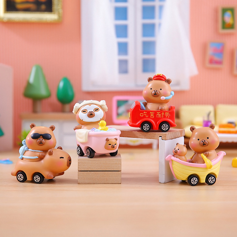 卡通潮玩忙忙碌碌的小水豚盲盒卡皮巴拉动物玩具车桌面小摆件批发详情39