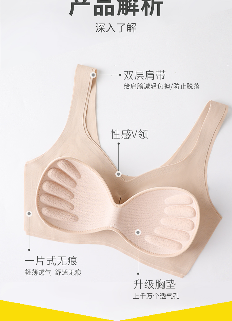 无痕文胸无钢圈内衣女聚拢小胸显大防下垂一体背心式美背薄款胸罩详情14