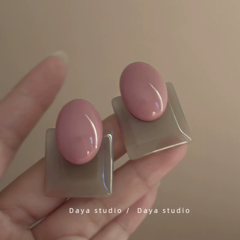 浮雕雾霾蓝法式复古滴釉玫瑰花朵锆石耳环女轻奢高级感小众气质详情3