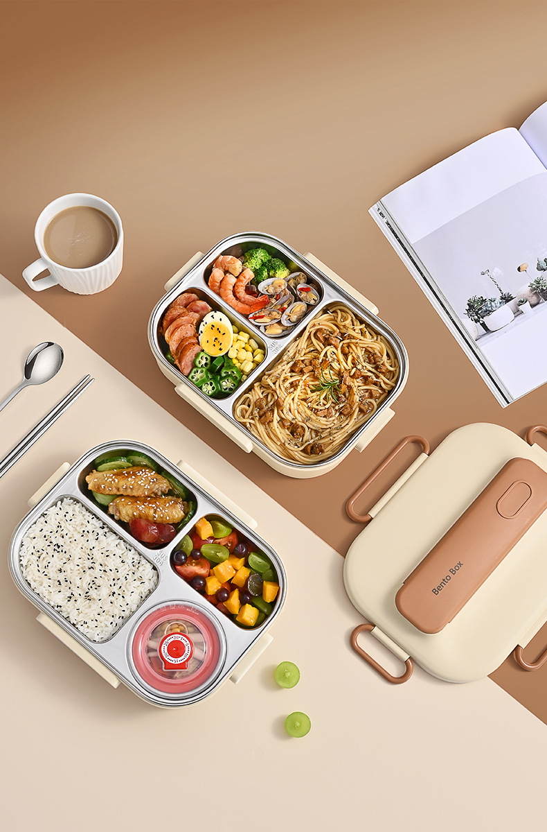 304 stainless steel insulated lunch box, a special microwave-safe lunch box for students, a compartment-sealed preservation box pic 22