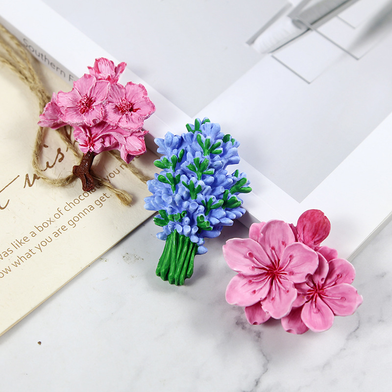 2D梅花薰衣草桃花硅胶模具巧克力石膏滴胶车载香薰蜡烛模详情9