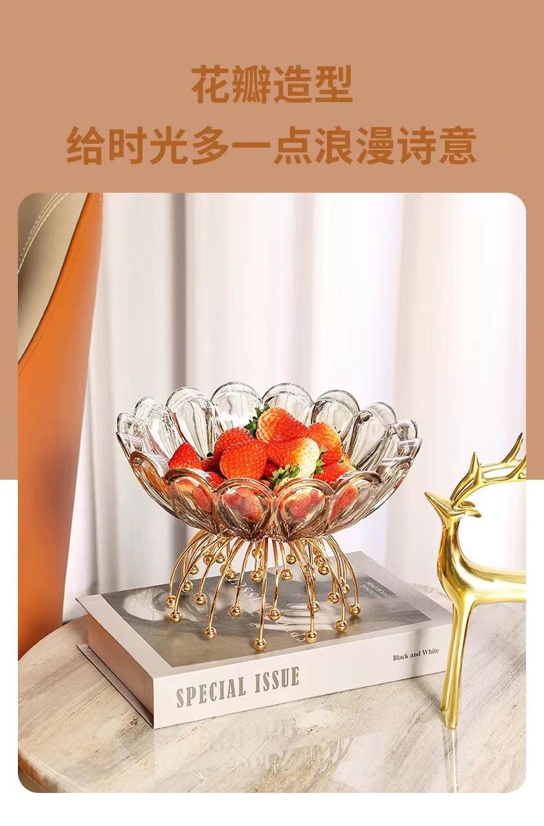 欧式轻奢金属玻璃装饰果盘 创意高脚水果盘 客厅茶几零食干果盘 厂家直销批发阳璇111详情2