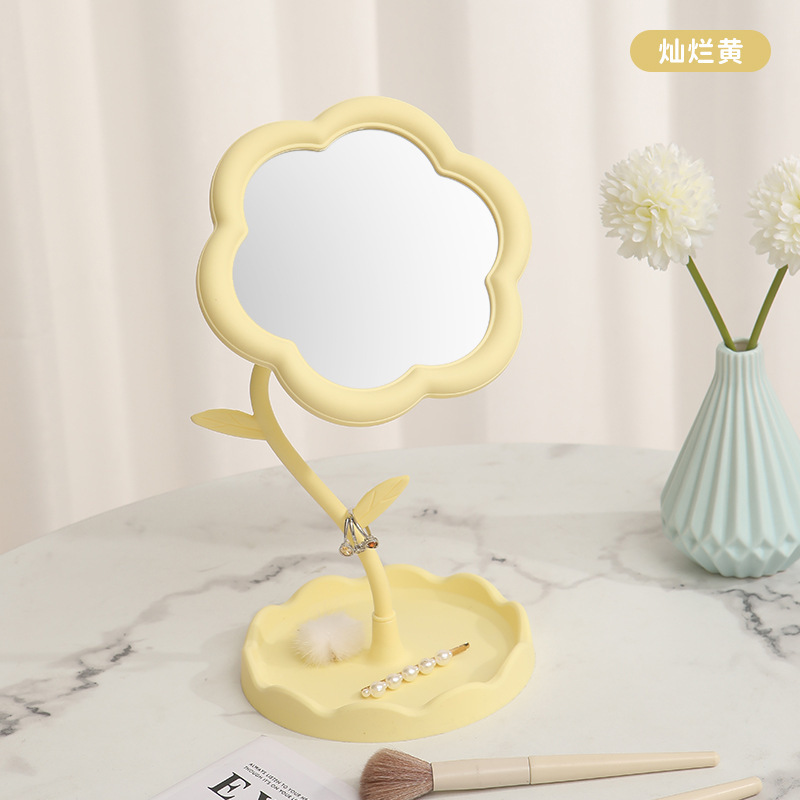 太阳花造型化妆镜学生桌面花朵美妆补妆镜少女梳妆台挂首饰公主镜详情21