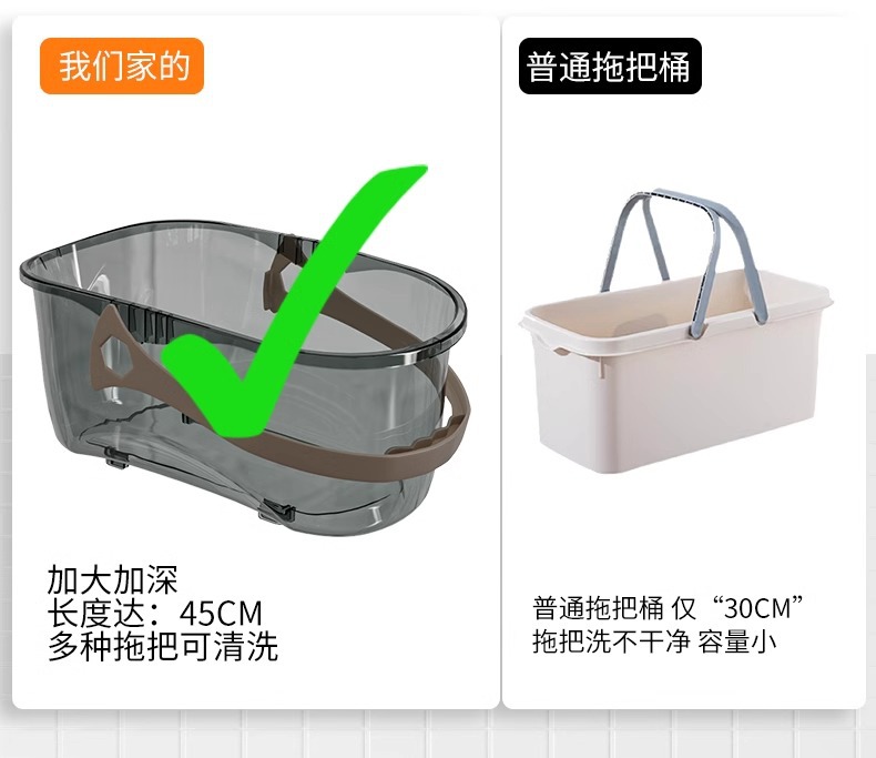 Transparent thickened water bucket, household portable PET rectangular water bucket, student laundry bucket, large water storage bucket, mop bucket pic 12