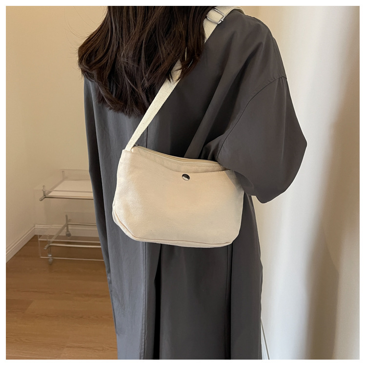 跨境日系帆布小挎包手机包2024新款简约纯色休闲单肩斜挎包小布包详情17