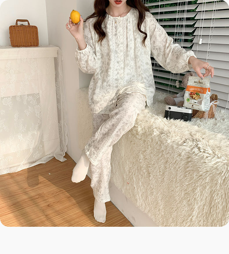 喜月批发A类棉纱月子服夏季纯棉 孕期产后哺乳喂奶吸汗孕妇睡衣女详情21