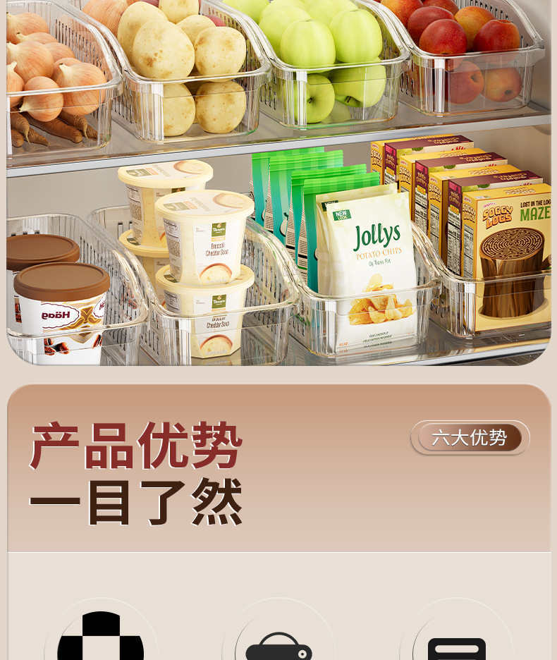 冰箱置物盒新款可沥水多功能家用厨房蔬菜水果生鲜整理收纳盒神器01098-028详情2