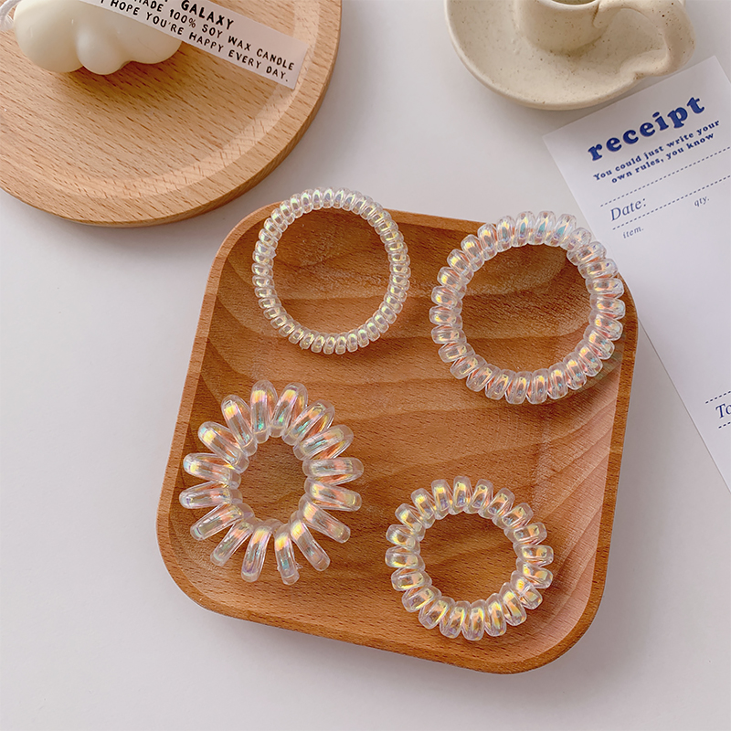 新款少女系甜美电话线发圈简约扎头发绳无痕不伤发头绳头饰详情2