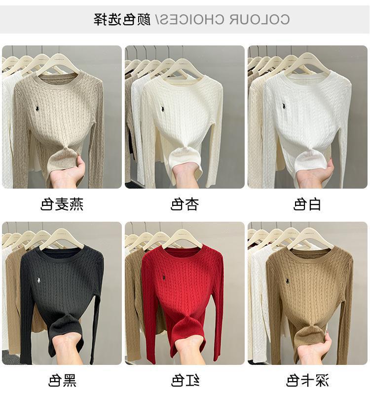 A loose embroidered knitted base layer for women can be paired with a new autumn and winter stylish long-sleeved white sweater with a twist pattern pic 5