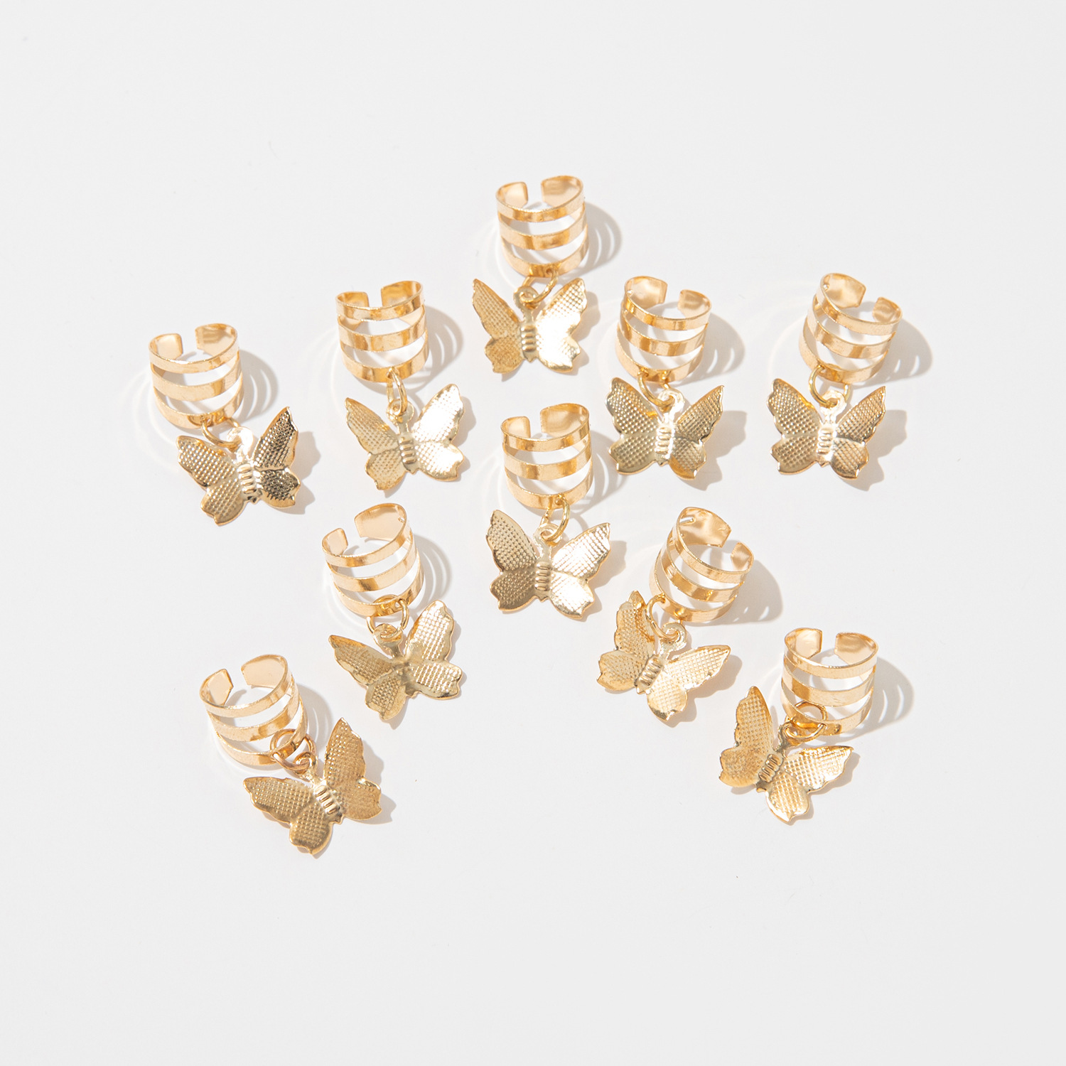 A 10-piece DIY hair accessory buckle set featuring cross-border dreadlocks, open hair bands, hollowed-out five-pointed stars, butterflies and hearts pic 14