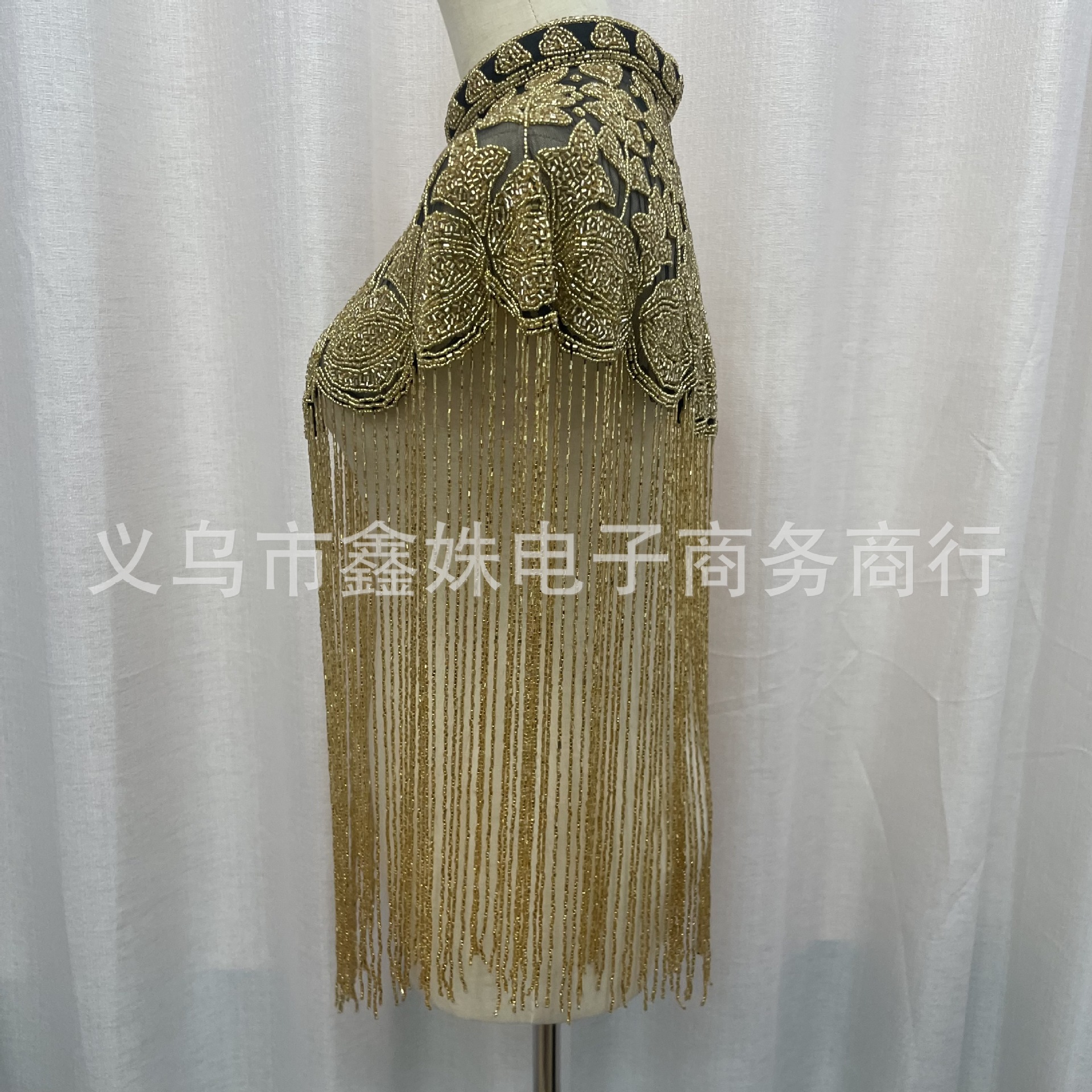 Fringed sequined shawl, European and American retro Gatsby ball party beaded evening dress, short small shawl pic 20