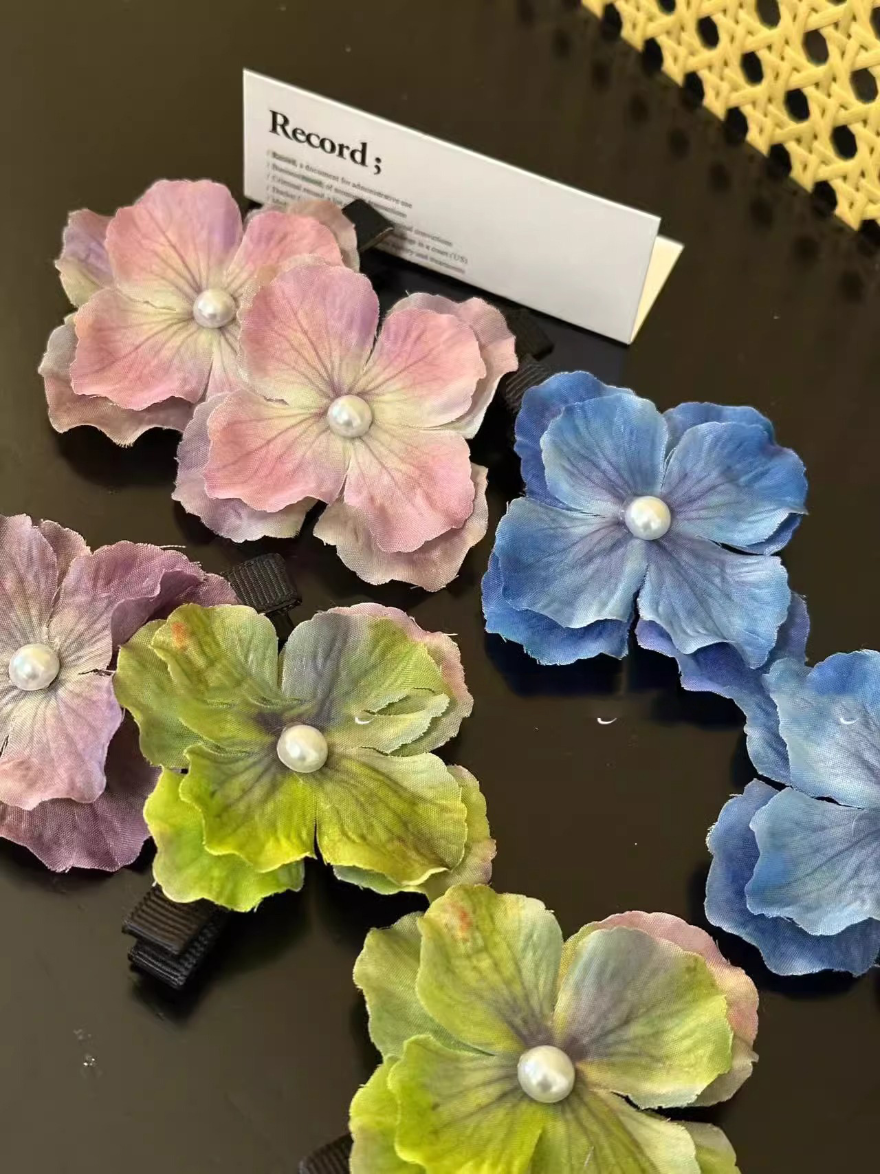 油画绣球花发夹女仿真花朵发夹边夹侧边碎发神器气质头花头饰发饰详情7