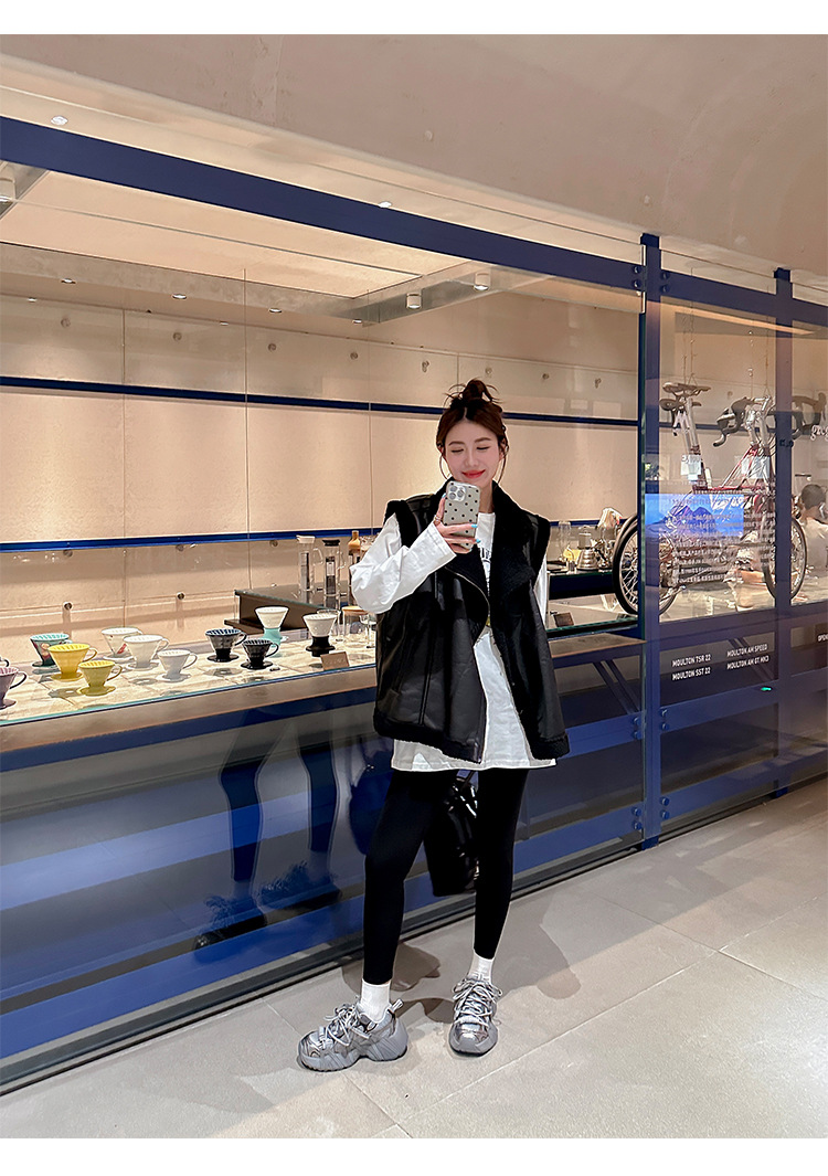 葡萄妈同款 画报女孩 时髦双鞋带网面拼接厚底增高老爹鞋女真皮详情70