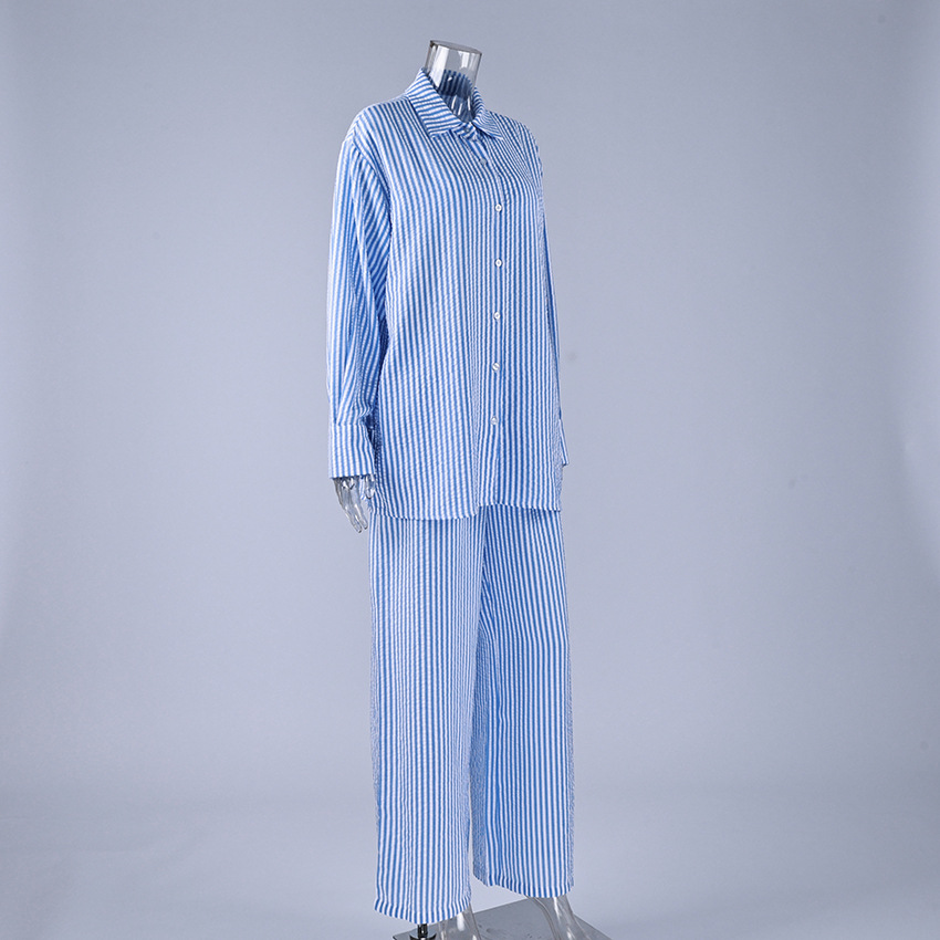 A new spring/summer striped three-piece pajama set from Europe and America, soft, loose and skin-friendly for women, suitable for cross-border wear in 2026 pic 13