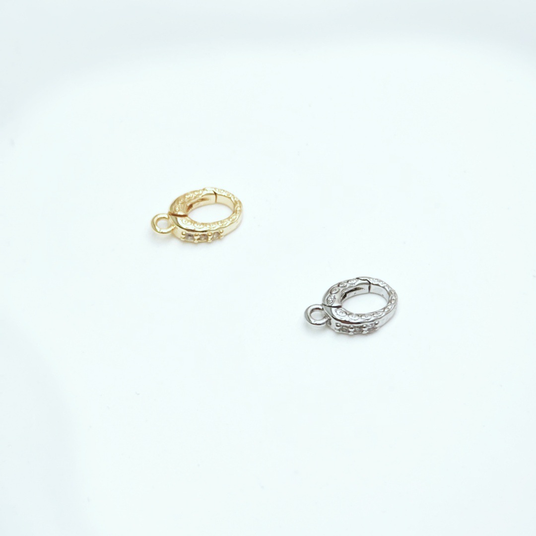 Brass gem-inlaid spring lobster clasp DIY jewelry necklace bracelet button round end clasp pic 8