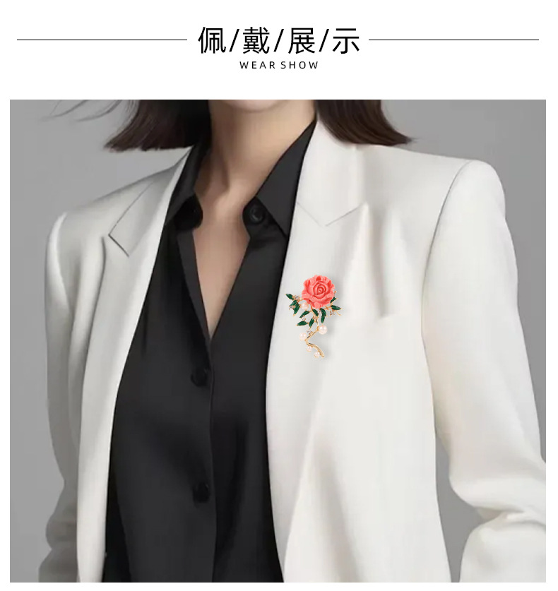 A fresh and delicate peony and zircon flower brooch, a retro pearl fashion pin, a leak-proof clothing accessory, a brooch for women pic 7