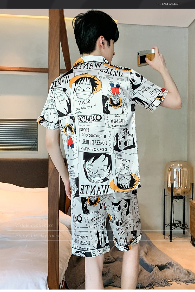 夏季新款冰丝男士睡衣短袖短裤薄款韩版夏天学生青少年家居服套装详情17