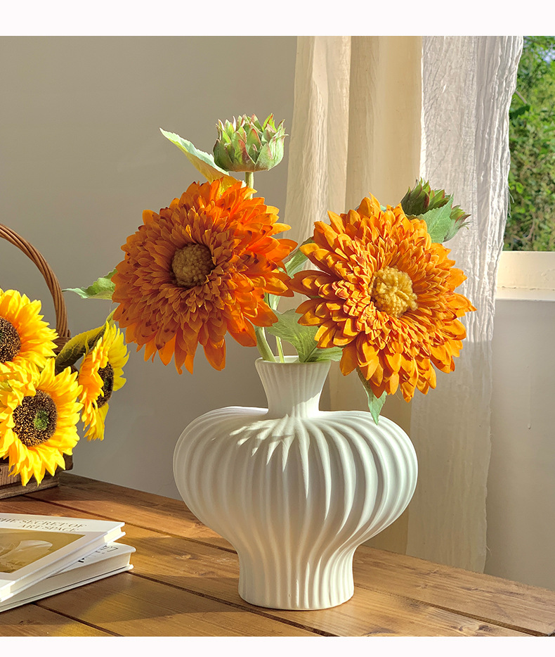 网红爆款泰迪向日葵仿真花客厅玄关装饰花假花摆件复古手捧花束详情7