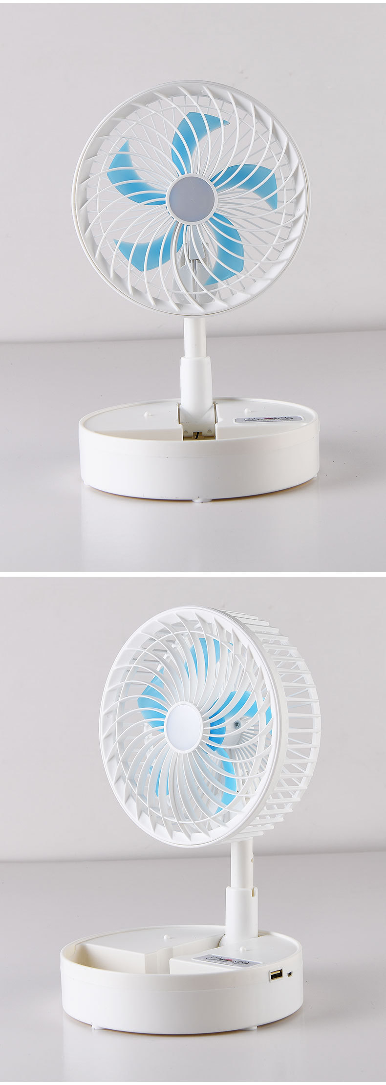 创意可伸缩折叠充电风扇 家用桌面USB大风力风扇便携式静音小风扇详情11