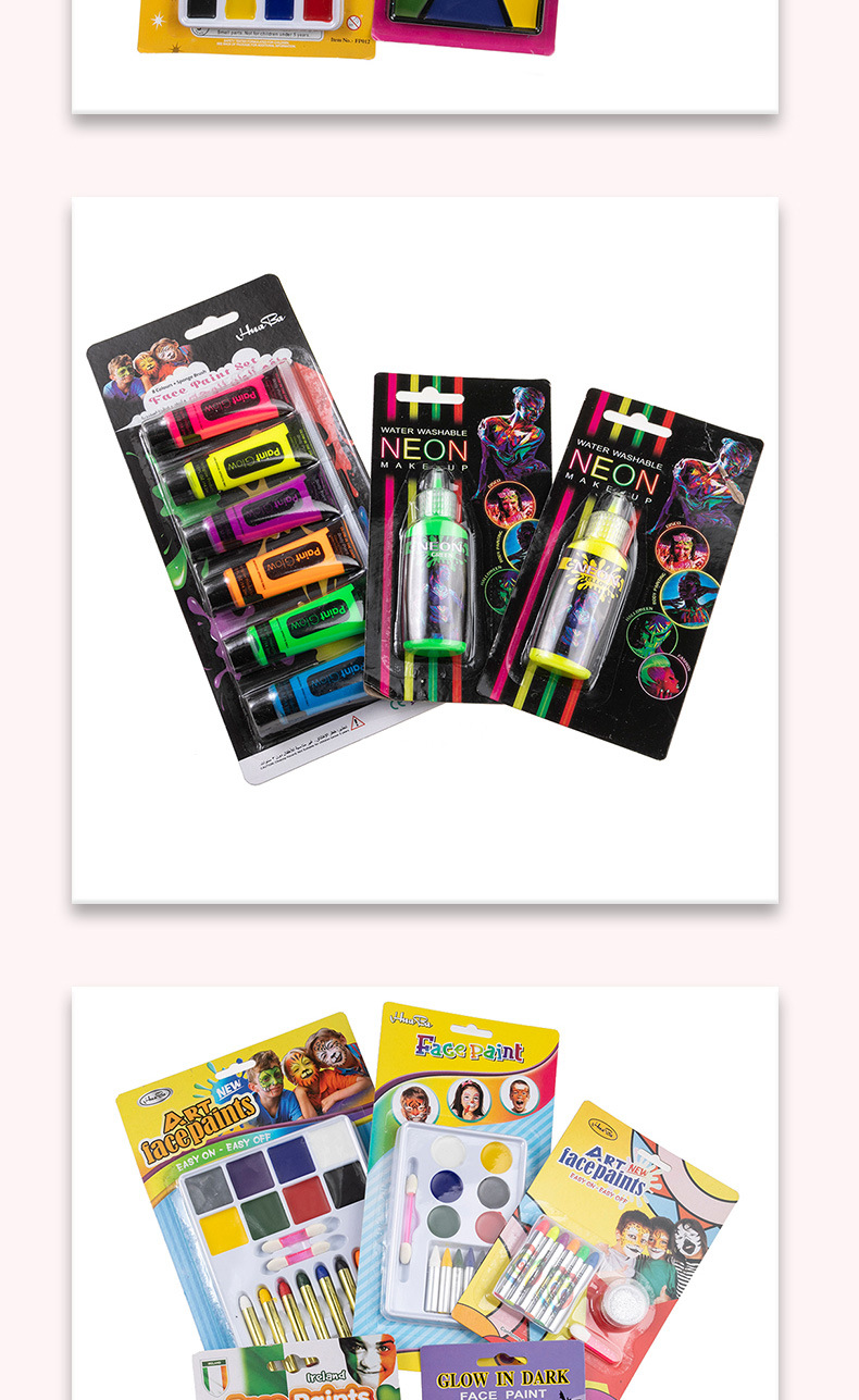 Cross-border waterproof quick-drying Halloween party stage opera makeup face color set human face painting paint pic 12
