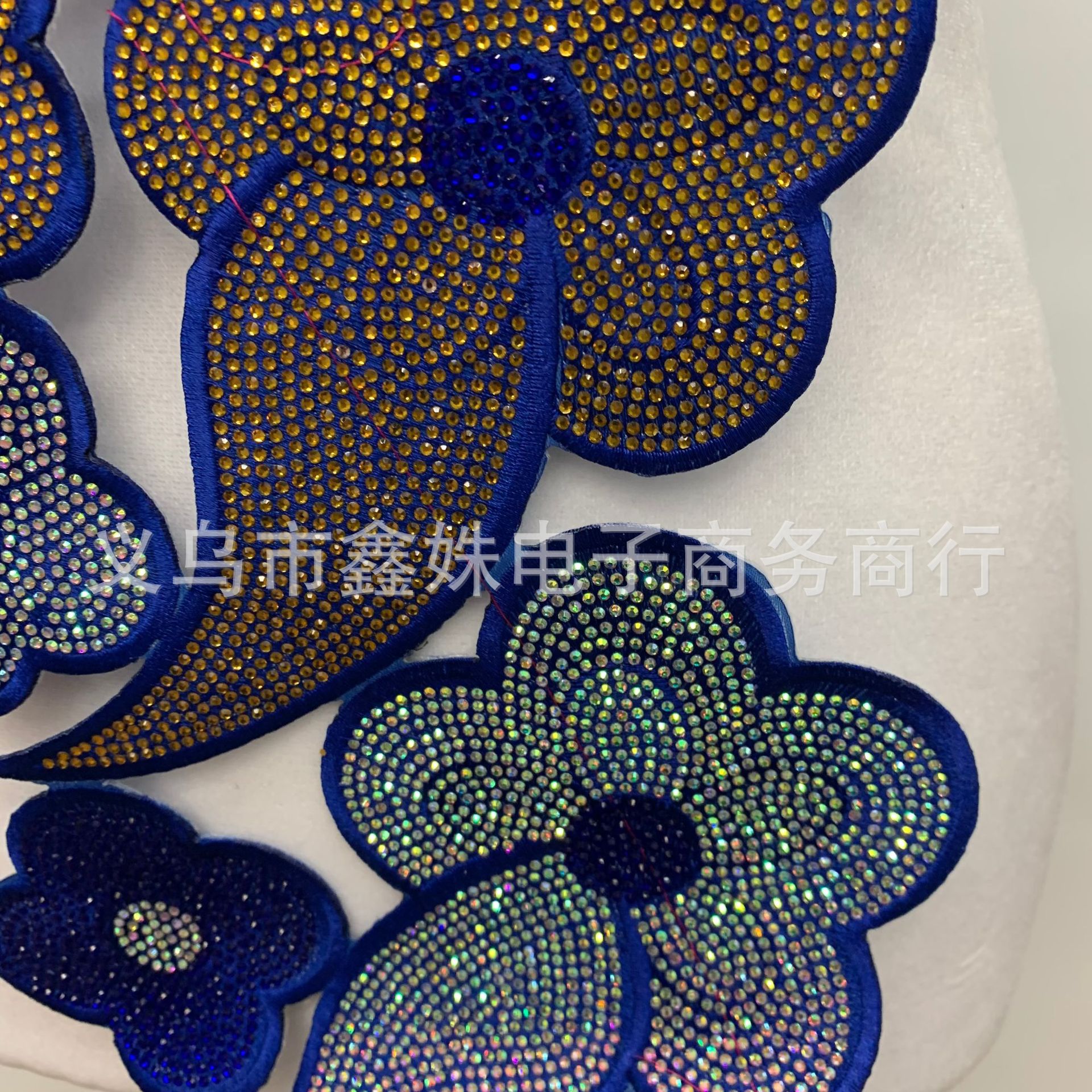 Multi-color adhesive full diamond collar flowers, multi-color large embroidered fabric stickers for stage costumes, opera and animation accessories pic 17