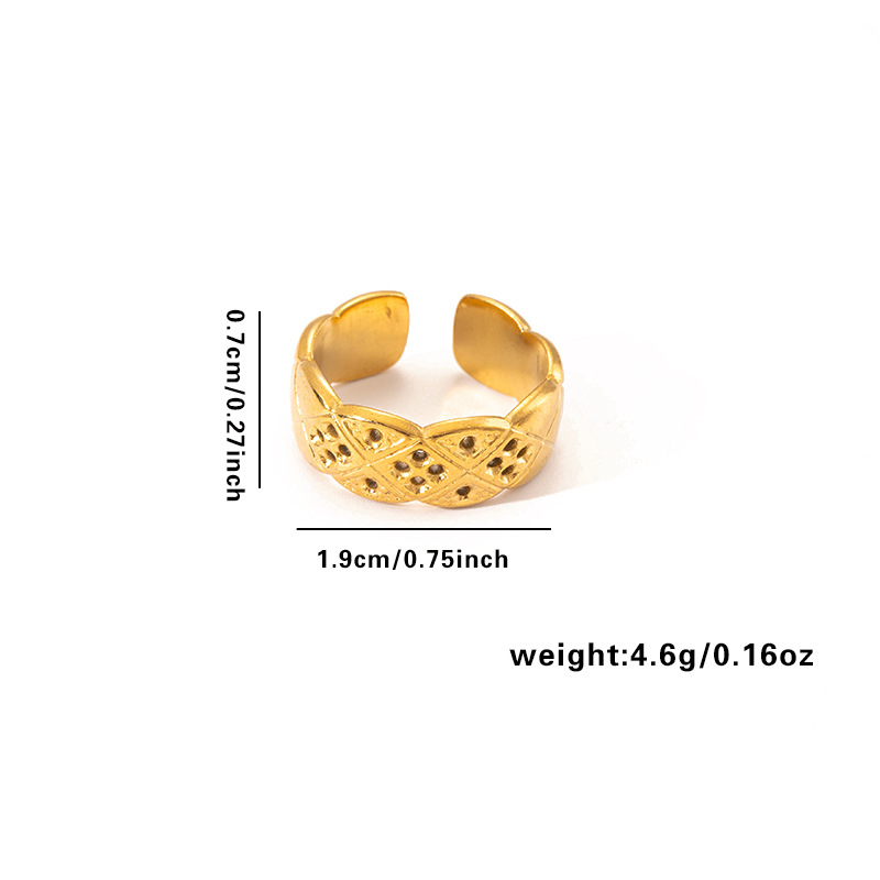 欧美时尚ins风简约钛钢戒指18k镀金不规则几何不锈钢女士饰品热销详情40