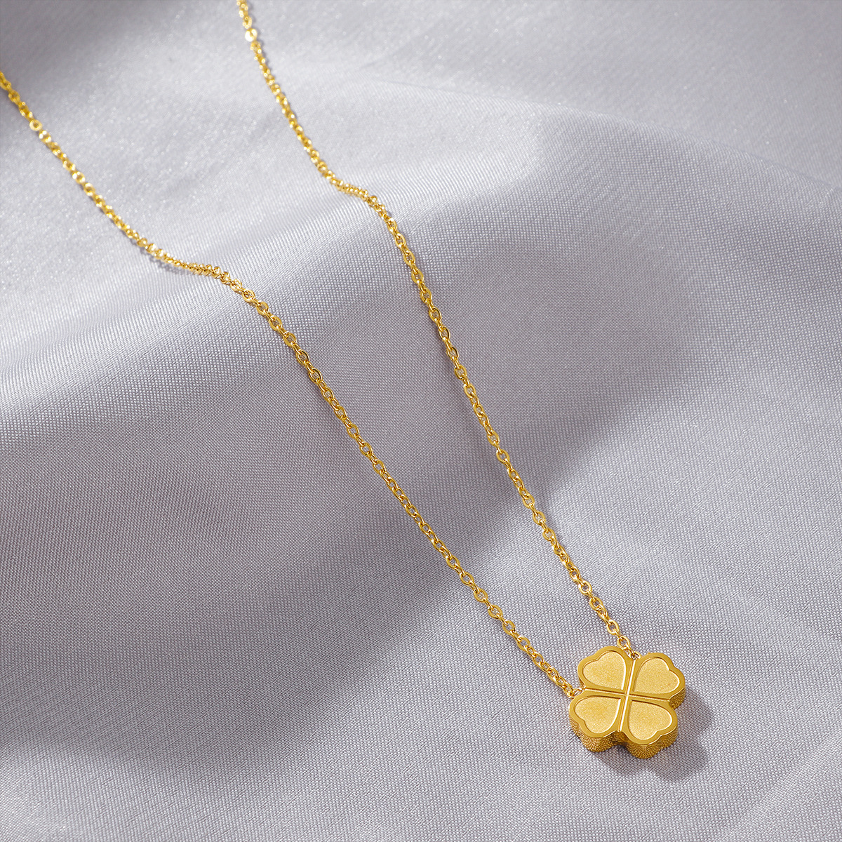 The best-selling four-leaf clover titanium steel necklace is a unique and elegant pendant for women. It is a simple, niche and high-end accessory that does not fade on Instagram pic 1