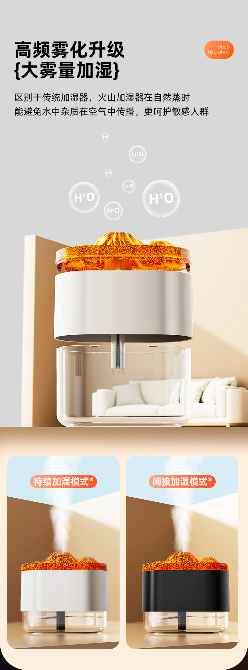 跨境裂纹火山加湿器usb迷你家用卧室静音小型桌面星球喷雾香薰机详情5