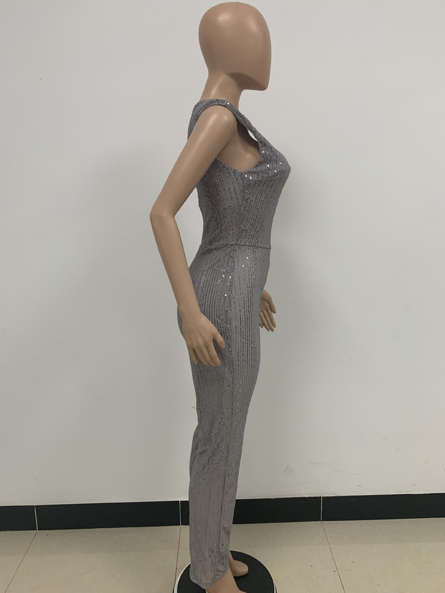 新中式无袖连体衣独立站夏季单肩亮片连体裤女批发详情79