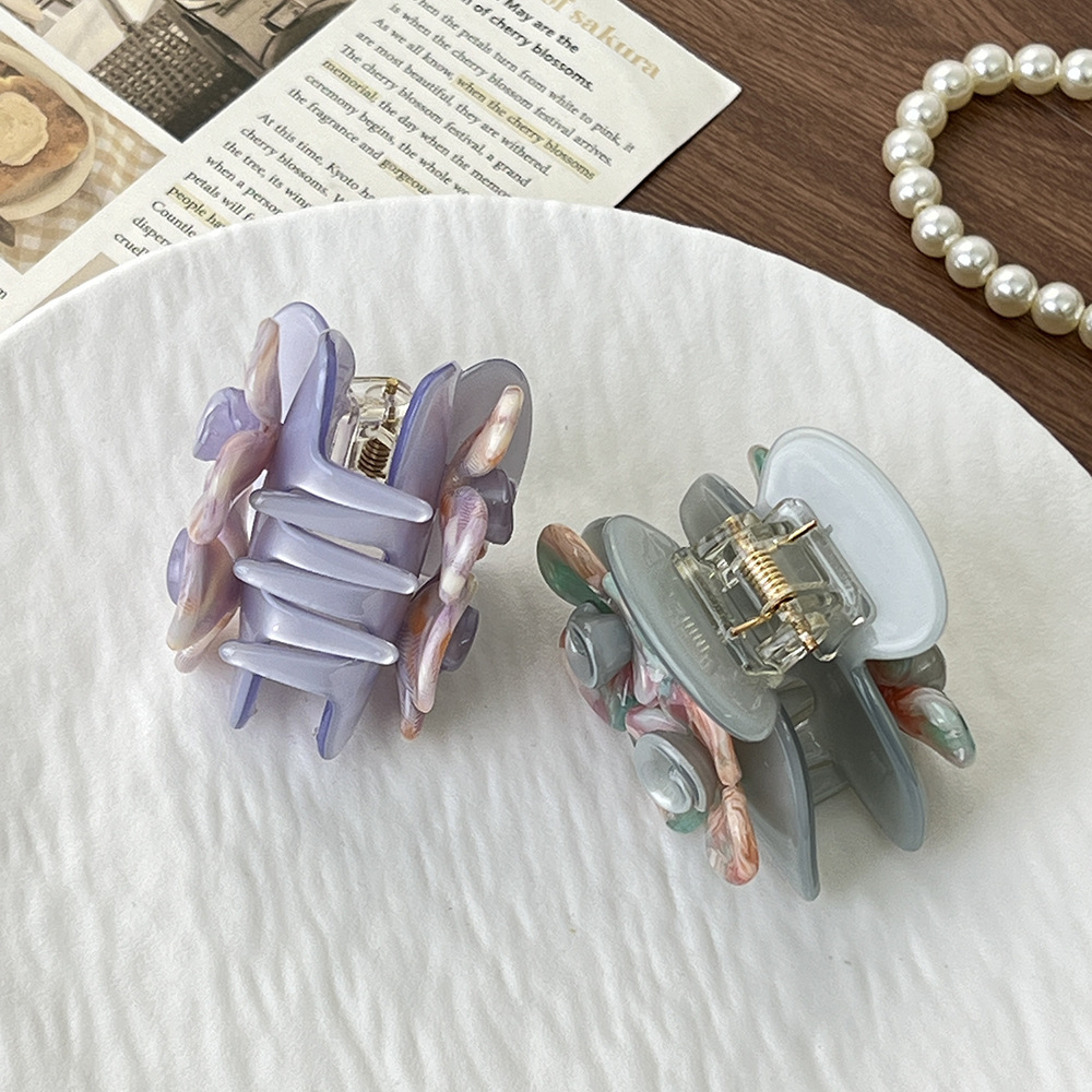 个性创意醋酸花朵抓夹中古精致简约百搭小号发夹扎发鲨鱼夹现货详情4