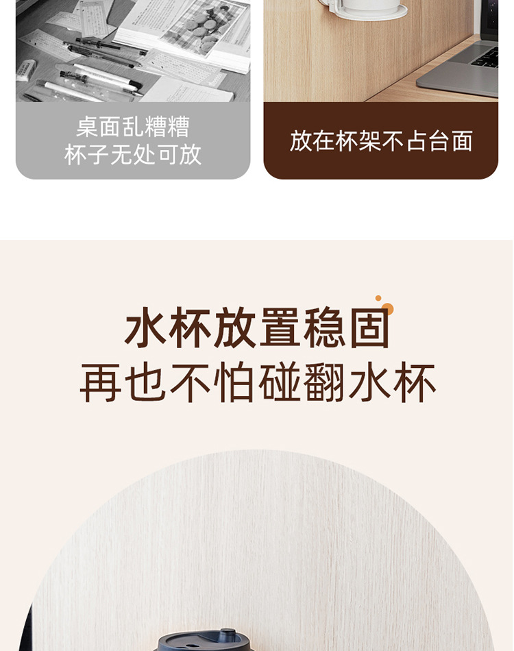 Folding cup holder, desk cabinet door, no-drilling coffee storage rack, home dormitory wall-mounted cup holder pic 9