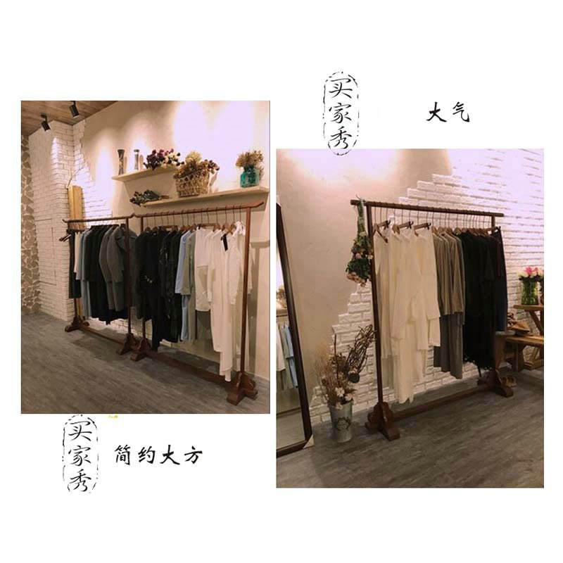 服装店古装汉服展示架唐装木质落地服饰架挂衣架复古女装移动衣架详情25