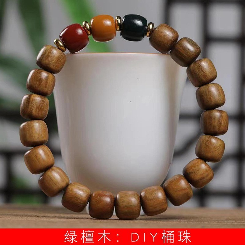 Green sandalwood bamboo Joint Rising Moonstone bracelet Running Ring style for men and women Sandalwood bracelet DIY pic 20