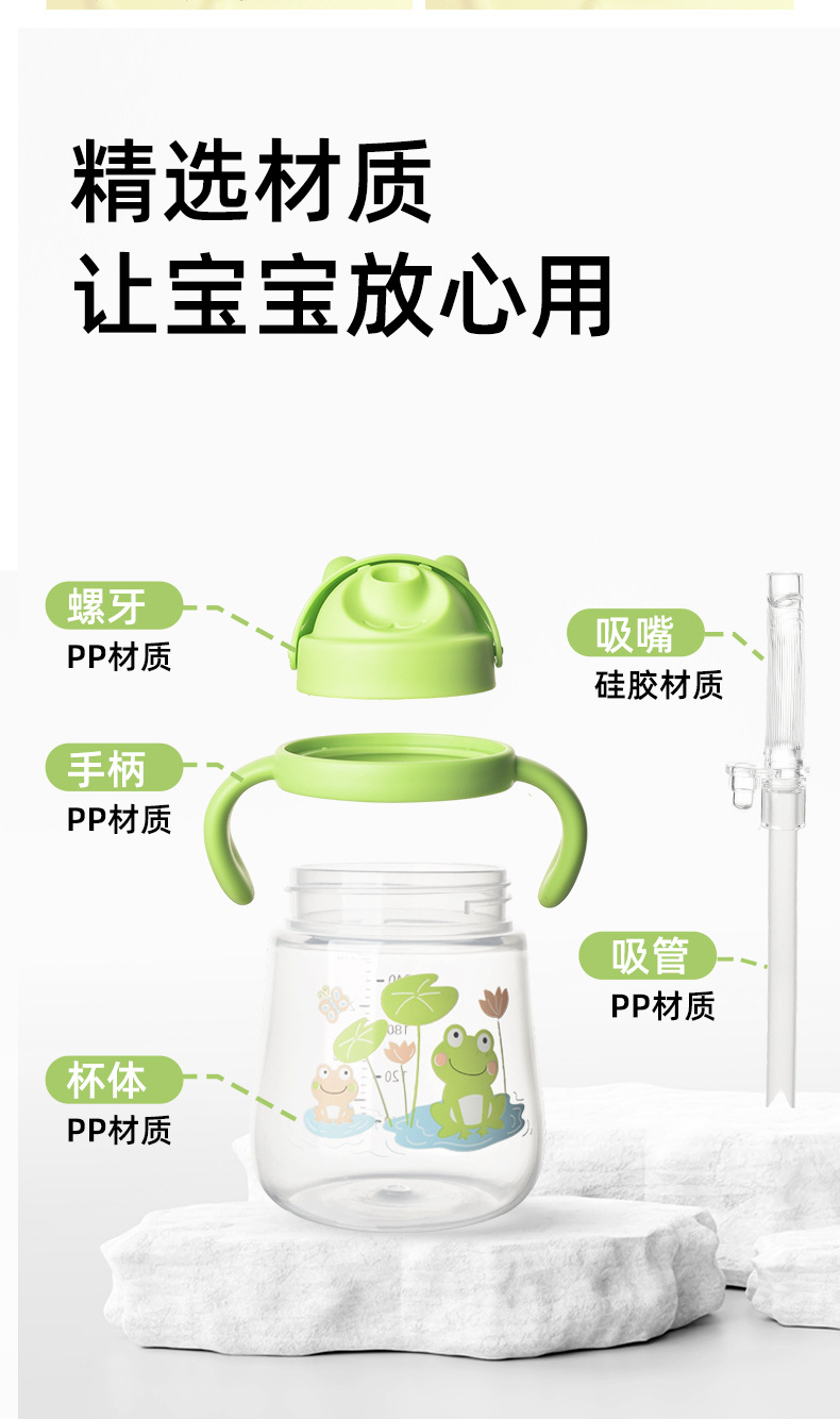 厂家批发儿童水杯防摔耐咬鸭嘴杯宝宝学喝水训练杯学饮杯高频包装详情5