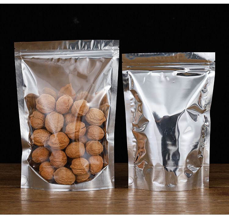 Yin-yang aluminum foil bags, self-standing and self-sealing bags for dog food, semi-transparent aluminum-coated yin-yang bags, aluminum film bags in stock pic 13