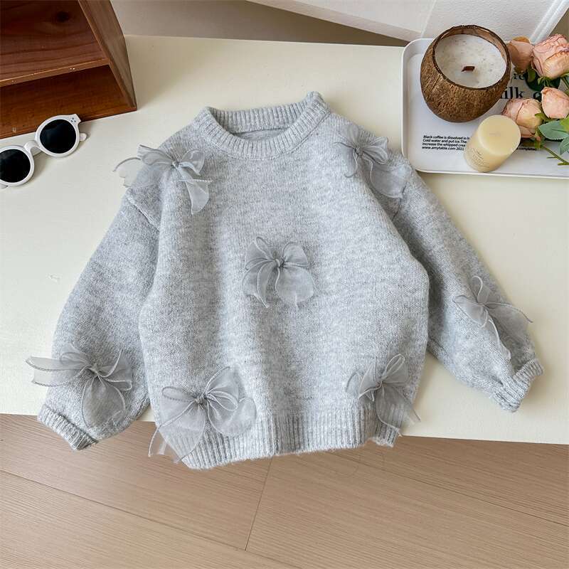 Estrella infantil redondo coreano suéter para niños primavera/otoño nuevo zoeong niña versión coreana moda niños arco jersey pic 23