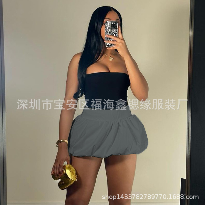 欧美2025性感女装新款纯色百搭Bubble泡泡裙高腰半身裙12色现货详情17