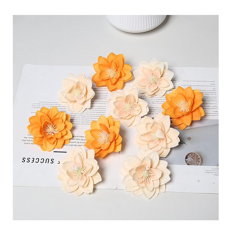 仿真花荷花头 新款diy材料包头饰簪花配件花朵婚礼堂花墙胸花摄影详情14