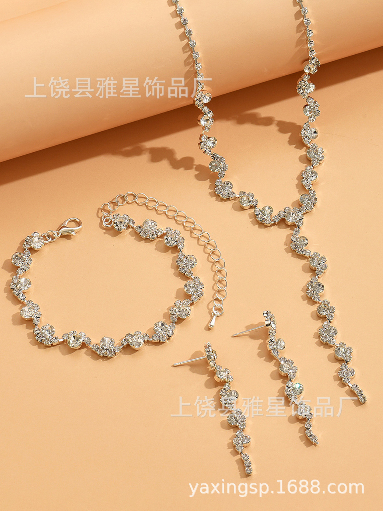 Nuevo producto explosiva novia europa y Estados Unidos cross-border jewelry wholesale/brilliant strass zircon angel tears drop collar ears pic 18