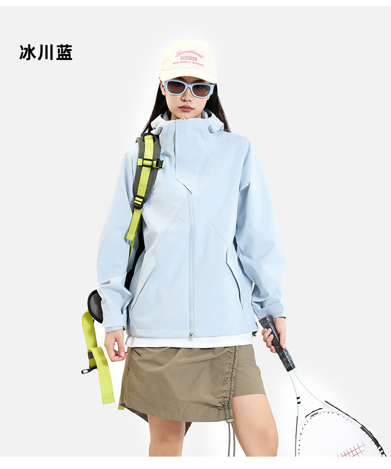 春秋冲锋衣连帽高领磁吸扣防水透气抽绳男女款户外休闲服直播爆款详情29