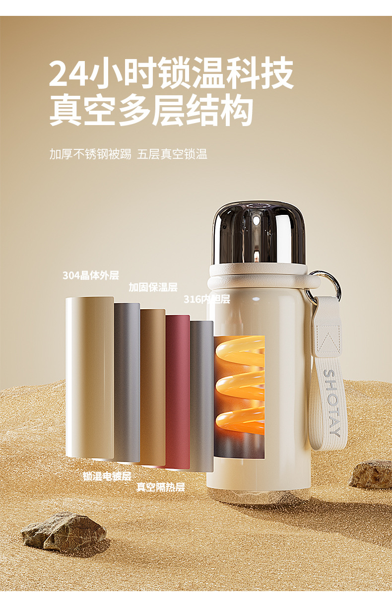 尚泰时尚大容量316双饮子弹头情侣旅行手提居家户外保温杯450ML详情5